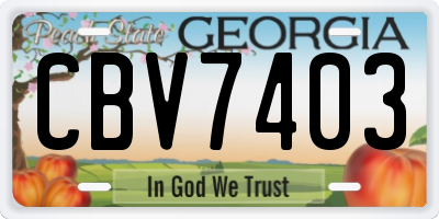 GA license plate CBV7403