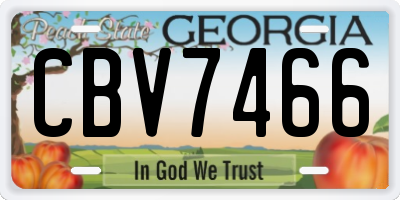 GA license plate CBV7466