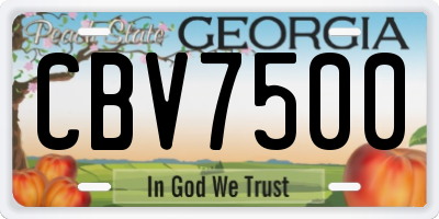 GA license plate CBV7500