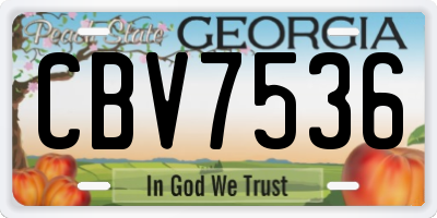 GA license plate CBV7536