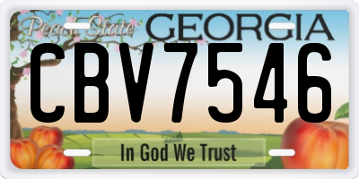 GA license plate CBV7546