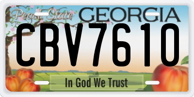 GA license plate CBV7610