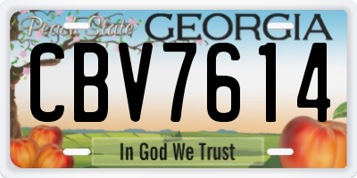 GA license plate CBV7614