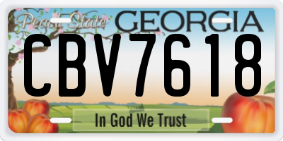 GA license plate CBV7618