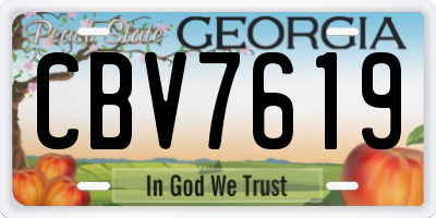 GA license plate CBV7619