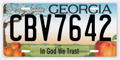 GA license plate CBV7642