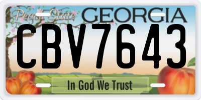 GA license plate CBV7643