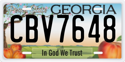 GA license plate CBV7648