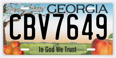 GA license plate CBV7649