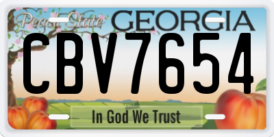 GA license plate CBV7654