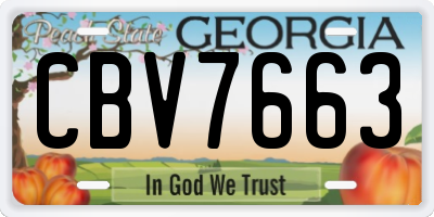 GA license plate CBV7663
