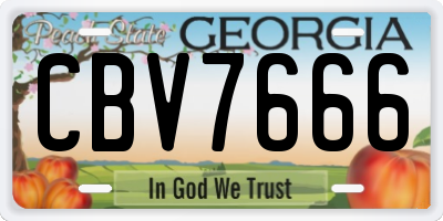 GA license plate CBV7666
