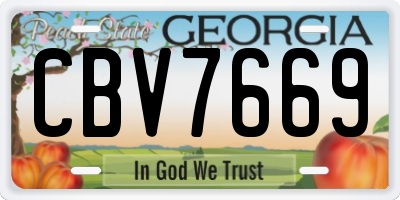 GA license plate CBV7669