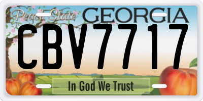GA license plate CBV7717