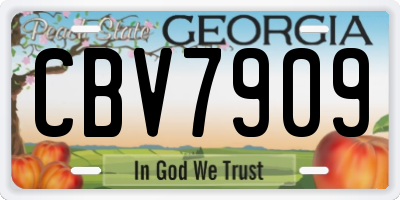GA license plate CBV7909