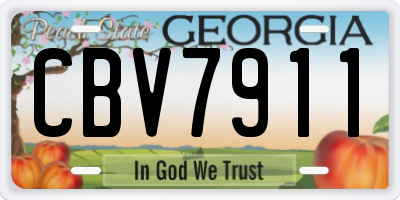 GA license plate CBV7911