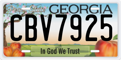 GA license plate CBV7925