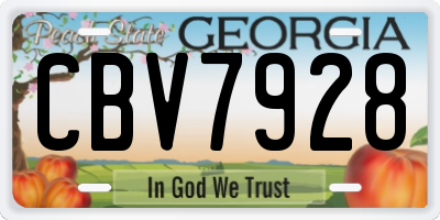 GA license plate CBV7928