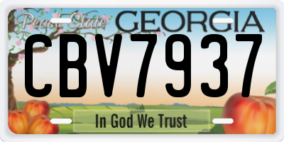 GA license plate CBV7937