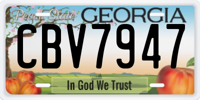 GA license plate CBV7947