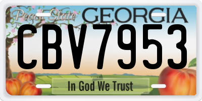 GA license plate CBV7953