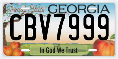 GA license plate CBV7999