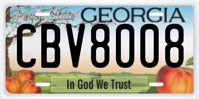 GA license plate CBV8008