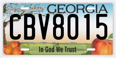 GA license plate CBV8015