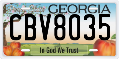 GA license plate CBV8035