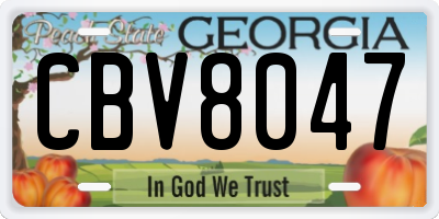 GA license plate CBV8047