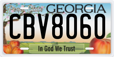 GA license plate CBV8060
