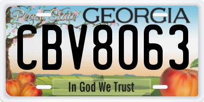 GA license plate CBV8063