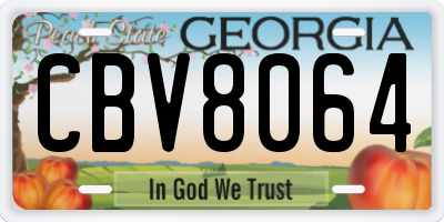 GA license plate CBV8064