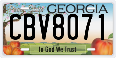 GA license plate CBV8071