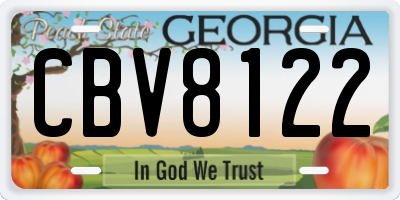 GA license plate CBV8122