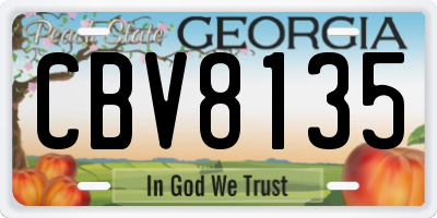 GA license plate CBV8135