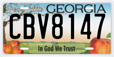 GA license plate CBV8147