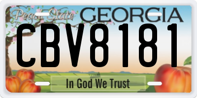 GA license plate CBV8181