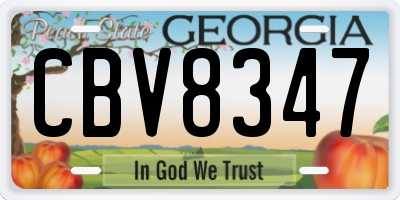 GA license plate CBV8347