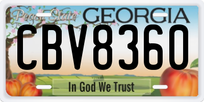 GA license plate CBV8360