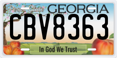 GA license plate CBV8363