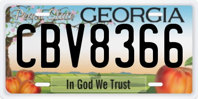 GA license plate CBV8366