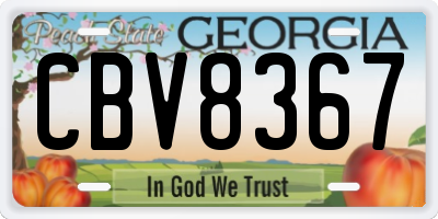 GA license plate CBV8367