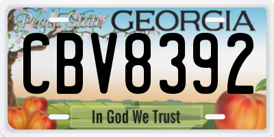 GA license plate CBV8392