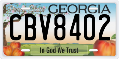 GA license plate CBV8402