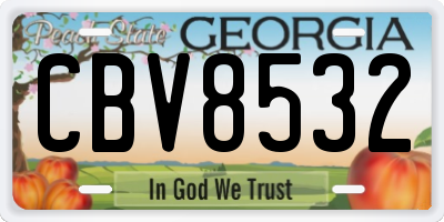 GA license plate CBV8532