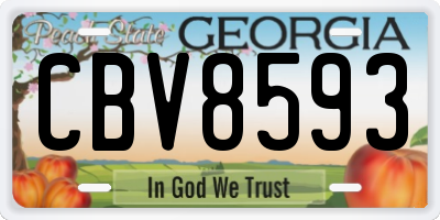GA license plate CBV8593