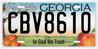 GA license plate CBV8610