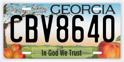 GA license plate CBV8640