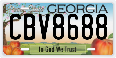 GA license plate CBV8688